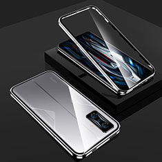 Handyhülle Hülle Luxus Aluminium Metall Rahmen Spiegel 360 Grad Ganzkörper Tasche für Xiaomi Poco F4 GT 5G Silber