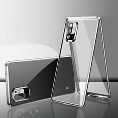Handyhülle Hülle Luxus Aluminium Metall Rahmen Spiegel 360 Grad Ganzkörper Tasche für Xiaomi POCO M3 Pro 5G Silber