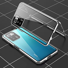 Handyhülle Hülle Luxus Aluminium Metall Rahmen Spiegel 360 Grad Ganzkörper Tasche für Xiaomi Poco X3 GT 5G Silber