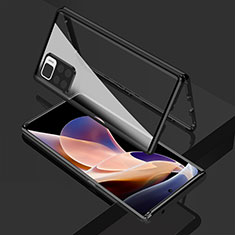 Handyhülle Hülle Luxus Aluminium Metall Rahmen Spiegel 360 Grad Ganzkörper Tasche für Xiaomi Poco X4 NFC Schwarz