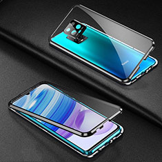 Handyhülle Hülle Luxus Aluminium Metall Rahmen Spiegel 360 Grad Ganzkörper Tasche für Xiaomi Redmi 10X Pro 5G Schwarz