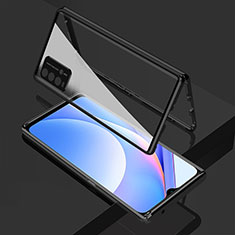 Handyhülle Hülle Luxus Aluminium Metall Rahmen Spiegel 360 Grad Ganzkörper Tasche für Xiaomi Redmi 9 Power Schwarz