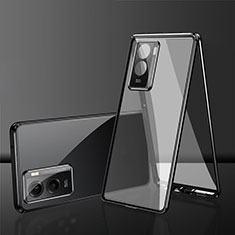 Handyhülle Hülle Luxus Aluminium Metall Rahmen Spiegel 360 Grad Ganzkörper Tasche für Xiaomi Redmi A2 Schwarz