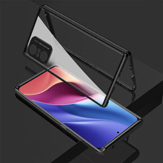 Handyhülle Hülle Luxus Aluminium Metall Rahmen Spiegel 360 Grad Ganzkörper Tasche für Xiaomi Redmi K40 5G Schwarz