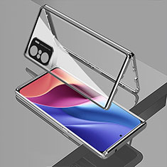 Handyhülle Hülle Luxus Aluminium Metall Rahmen Spiegel 360 Grad Ganzkörper Tasche für Xiaomi Redmi K40 Pro+ Plus 5G Silber