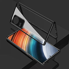 Handyhülle Hülle Luxus Aluminium Metall Rahmen Spiegel 360 Grad Ganzkörper Tasche für Xiaomi Redmi K50 Pro 5G Schwarz