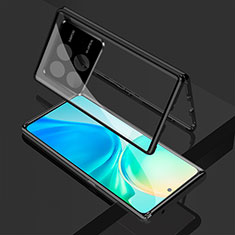 Handyhülle Hülle Luxus Aluminium Metall Rahmen Spiegel 360 Grad Ganzkörper Tasche für Xiaomi Redmi K70 Pro 5G Schwarz