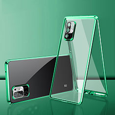 Handyhülle Hülle Luxus Aluminium Metall Rahmen Spiegel 360 Grad Ganzkörper Tasche für Xiaomi Redmi Note 10T 5G Grün