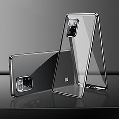Handyhülle Hülle Luxus Aluminium Metall Rahmen Spiegel 360 Grad Ganzkörper Tasche für Xiaomi Redmi Note 10T 5G Schwarz