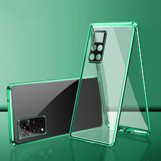 Handyhülle Hülle Luxus Aluminium Metall Rahmen Spiegel 360 Grad Ganzkörper Tasche für Xiaomi Redmi Note 11 Pro 5G Grün