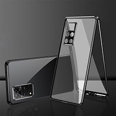 Handyhülle Hülle Luxus Aluminium Metall Rahmen Spiegel 360 Grad Ganzkörper Tasche für Xiaomi Redmi Note 11 Pro 5G Schwarz
