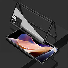Handyhülle Hülle Luxus Aluminium Metall Rahmen Spiegel 360 Grad Ganzkörper Tasche für Xiaomi Redmi Note 11 Pro+ Plus 5G Schwarz