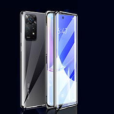 Handyhülle Hülle Luxus Aluminium Metall Rahmen Spiegel 360 Grad Ganzkörper Tasche für Xiaomi Redmi Note 11E Pro 5G Schwarz