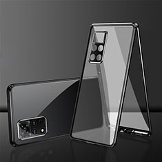 Handyhülle Hülle Luxus Aluminium Metall Rahmen Spiegel 360 Grad Ganzkörper Tasche für Xiaomi Redmi Note 11S 4G Schwarz