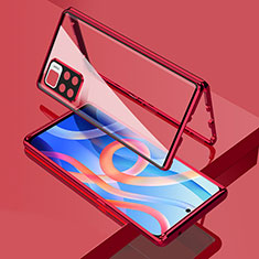 Handyhülle Hülle Luxus Aluminium Metall Rahmen Spiegel 360 Grad Ganzkörper Tasche für Xiaomi Redmi Note 11T 5G Rot
