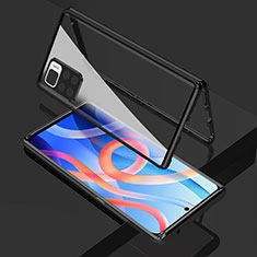 Handyhülle Hülle Luxus Aluminium Metall Rahmen Spiegel 360 Grad Ganzkörper Tasche für Xiaomi Redmi Note 11T 5G Schwarz