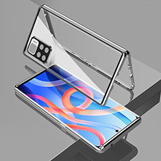 Handyhülle Hülle Luxus Aluminium Metall Rahmen Spiegel 360 Grad Ganzkörper Tasche für Xiaomi Redmi Note 11T 5G Silber