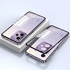 Handyhülle Hülle Luxus Aluminium Metall Rahmen Spiegel 360 Grad Ganzkörper Tasche für Xiaomi Redmi Note 12 Pro+ Plus 5G Violett