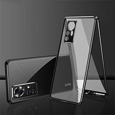 Handyhülle Hülle Luxus Aluminium Metall Rahmen Spiegel 360 Grad Ganzkörper Tasche für Xiaomi Redmi Note 12S Schwarz