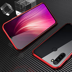 Handyhülle Hülle Luxus Aluminium Metall Rahmen Spiegel 360 Grad Ganzkörper Tasche für Xiaomi Redmi Note 8 (2021) Rot