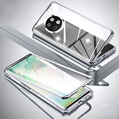 Handyhülle Hülle Luxus Aluminium Metall Rahmen Spiegel 360 Grad Ganzkörper Tasche für Xiaomi Redmi Note 9T 5G Silber