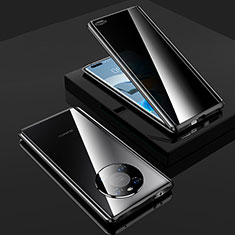 Handyhülle Hülle Luxus Aluminium Metall Rahmen Spiegel 360 Grad Ganzkörper Tasche K01 für Huawei Mate 40 Pro Schwarz
