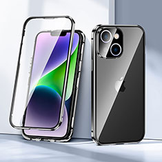 Handyhülle Hülle Luxus Aluminium Metall Rahmen Spiegel 360 Grad Ganzkörper Tasche LK1 für Apple iPhone 14 Plus Schwarz