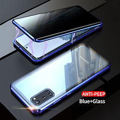 Handyhülle Hülle Luxus Aluminium Metall Rahmen Spiegel 360 Grad Ganzkörper Tasche LK1 für Samsung Galaxy S20 Blau