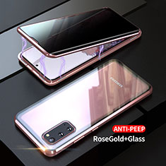 Handyhülle Hülle Luxus Aluminium Metall Rahmen Spiegel 360 Grad Ganzkörper Tasche LK1 für Samsung Galaxy S20 Rosegold