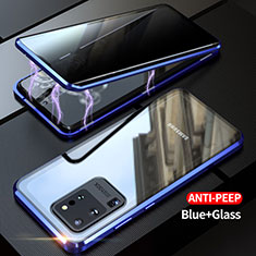Handyhülle Hülle Luxus Aluminium Metall Rahmen Spiegel 360 Grad Ganzkörper Tasche LK1 für Samsung Galaxy S20 Ultra 5G Blau