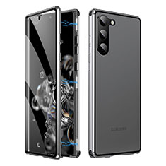 Handyhülle Hülle Luxus Aluminium Metall Rahmen Spiegel 360 Grad Ganzkörper Tasche LK1 für Samsung Galaxy S22 5G Silber