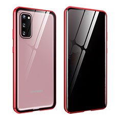 Handyhülle Hülle Luxus Aluminium Metall Rahmen Spiegel 360 Grad Ganzkörper Tasche LK2 für Samsung Galaxy S20 Rot