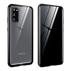 Handyhülle Hülle Luxus Aluminium Metall Rahmen Spiegel 360 Grad Ganzkörper Tasche LK2 für Samsung Galaxy S20 Schwarz