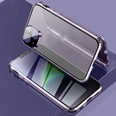 Handyhülle Hülle Luxus Aluminium Metall Rahmen Spiegel 360 Grad Ganzkörper Tasche LK3 für Apple iPhone 14 Plus Violett