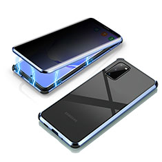 Handyhülle Hülle Luxus Aluminium Metall Rahmen Spiegel 360 Grad Ganzkörper Tasche LK3 für Samsung Galaxy S20 Blau