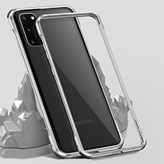 Handyhülle Hülle Luxus Aluminium Metall Rahmen Spiegel 360 Grad Ganzkörper Tasche LK3 für Samsung Galaxy S20 Plus Silber