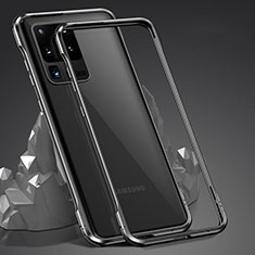 Handyhülle Hülle Luxus Aluminium Metall Rahmen Spiegel 360 Grad Ganzkörper Tasche LK3 für Samsung Galaxy S20 Ultra 5G Schwarz