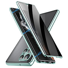 Handyhülle Hülle Luxus Aluminium Metall Rahmen Spiegel 360 Grad Ganzkörper Tasche LK3 für Samsung Galaxy S23 Ultra 5G Grün