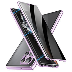 Handyhülle Hülle Luxus Aluminium Metall Rahmen Spiegel 360 Grad Ganzkörper Tasche LK3 für Samsung Galaxy S23 Ultra 5G Violett