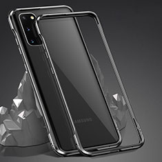 Handyhülle Hülle Luxus Aluminium Metall Rahmen Spiegel 360 Grad Ganzkörper Tasche LK4 für Samsung Galaxy S20 Schwarz