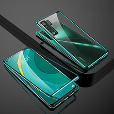 Handyhülle Hülle Luxus Aluminium Metall Rahmen Spiegel 360 Grad Ganzkörper Tasche M01 für Huawei Nova 7 SE 5G Grün