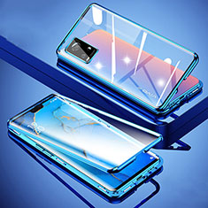 Handyhülle Hülle Luxus Aluminium Metall Rahmen Spiegel 360 Grad Ganzkörper Tasche M01 für Vivo V20 Pro 5G Blau