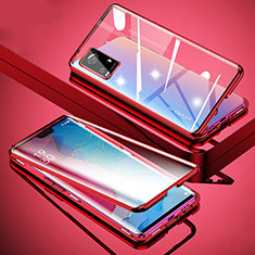 Handyhülle Hülle Luxus Aluminium Metall Rahmen Spiegel 360 Grad Ganzkörper Tasche M01 für Vivo V20 Pro 5G Rot
