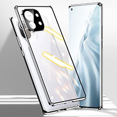 Handyhülle Hülle Luxus Aluminium Metall Rahmen Spiegel 360 Grad Ganzkörper Tasche M01 für Xiaomi Mi 11 Lite 5G Silber
