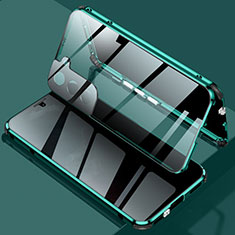 Handyhülle Hülle Luxus Aluminium Metall Rahmen Spiegel 360 Grad Ganzkörper Tasche M02 für Samsung Galaxy S21 FE 5G Grün
