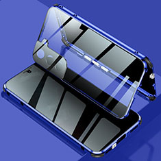 Handyhülle Hülle Luxus Aluminium Metall Rahmen Spiegel 360 Grad Ganzkörper Tasche M02 für Samsung Galaxy S22 5G Blau