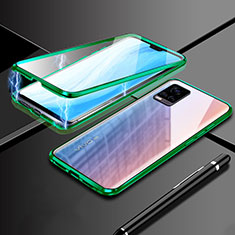 Handyhülle Hülle Luxus Aluminium Metall Rahmen Spiegel 360 Grad Ganzkörper Tasche M02 für Vivo V20 Pro 5G Grün