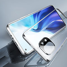 Handyhülle Hülle Luxus Aluminium Metall Rahmen Spiegel 360 Grad Ganzkörper Tasche M02 für Xiaomi Mi 11 Lite 5G Silber