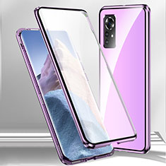 Handyhülle Hülle Luxus Aluminium Metall Rahmen Spiegel 360 Grad Ganzkörper Tasche M02 für Xiaomi Mi 12S 5G Violett