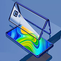 Handyhülle Hülle Luxus Aluminium Metall Rahmen Spiegel 360 Grad Ganzkörper Tasche M02 für Xiaomi Redmi 10X 4G Blau